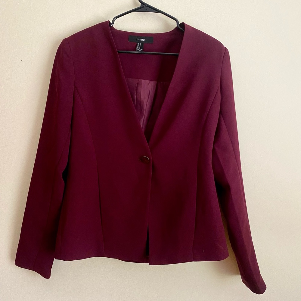 Burgundy blazer jacket